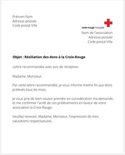 lettre resiliation dons croix rouge